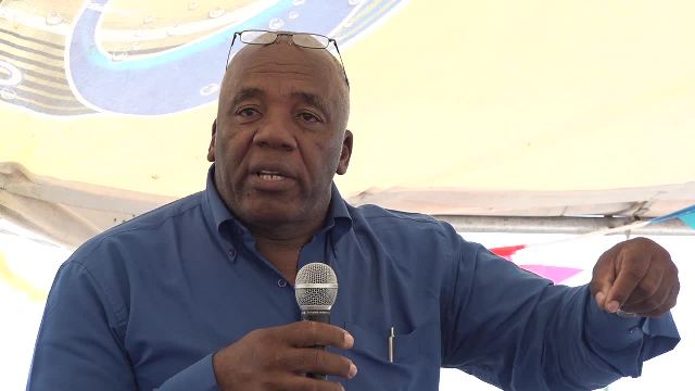 Livingston Herbert former Minister of Agriculture in the Nevis Island Administration delivering remarks at the opening ceremony of the New River Farmers Cooperative Open Day at New River on May 19, 2017